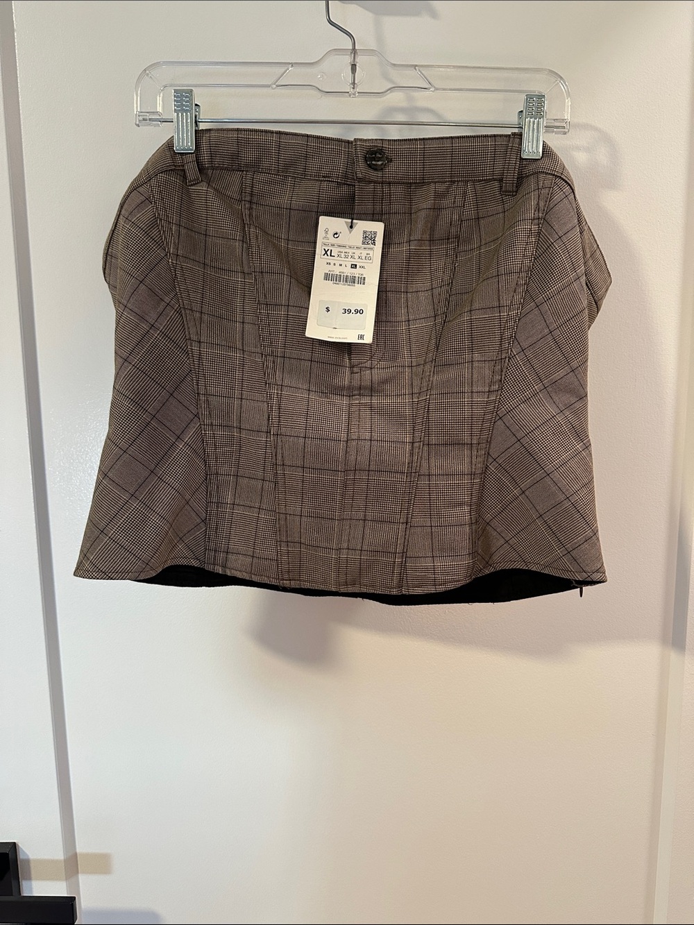 Plaid Strapless Top in Brown - Unbranded